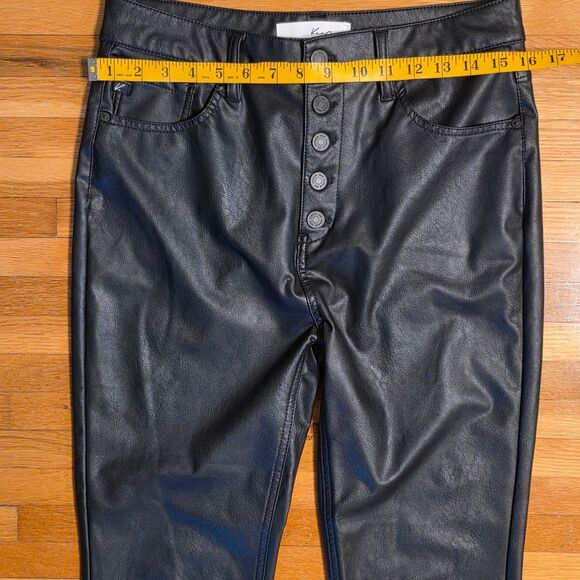 Kancan 11 Black Faux Leather Flare Button Fly Rocker Moto Pants - Picture 7 of 8